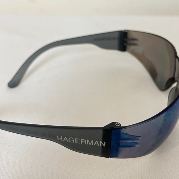Hagerman unisex Robotic Rectangular Rimless Shield Sport Mirror sunglasses Blue. - Picture 4 of 10
